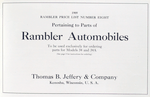 1909 Rambler price list number eight, pertaining to parts of Rambler automobiles; To be used exclusively for ordering parts for Models 34 and 34A [Title page].