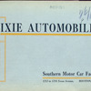 Dixie automobiles; Southern Motor Car Factroy, Houston, Texas [Front cover].