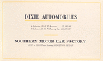 Dixie automobiles; 4 cylinder, 35 - h.p. Roadster, $ 1500.00; 4 cylinder 35 - h.p. Touring car, $ 1,500.00 [Title page].