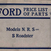 Ford price list of parts; Models N, R, S and S Rodaster; Prices in effect August 1, 1909 [Front cover].