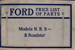 Ford price list of parts; Models N, R, S and S Rodaster; Prices in effect August 1, 1909 [Front cover].
