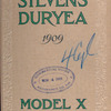 Stevens-Duryea, 1909; Model X [Front cover].