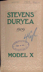 Stevens-Duryea, 1909; Model X [Front cover].