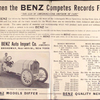 When the Benz competes records fall; The Benz car driven by Barney Oldfield; Oldfeild in record-making Benz.