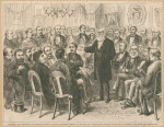 New York City. Conference of prominent citizens in favor of municipal reform, at the City Hall, January 23d. William Cullen Bryant addressing the Mayor and Comptroller.