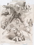 Muscular journalism. New York editors following the example of James Gordon Bennett. (Caricature)