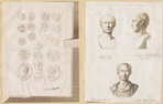 Coin with Julius Cæsar's name - Julius Cæsar's bust in various postures.