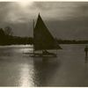 Ice boating on the Shrewsbury River, New Jersey.