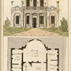 Ground plan: Hall, anti room, breakfast room, dining room, cabinet, and library.