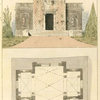 Plan and view of a mausoleum.