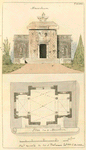 Plan and view of a mausoleum.