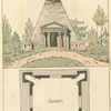 View and building plan of a chapel.
