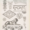 Möbelbeschlag aus dem Schlosse in Stuttgart - Entwurf zu einer Vase - Bronzediskus - Fuss einer empireuhr - Deckendekration - Kaminvorsatz aus dem Schlosse Compiègne - Tischfuss aus ziselierter Bonze - Bronzebeschläge.