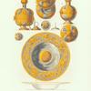A. Serebrianoe zolochenoe kadilo 1644 g. B. Serebrianoe zolochenoe kadilo 1649 g. C. Serebrianoe bliudo tsaria Ioanna Alekseevicha. Khromolitografiia F. Dregera.
