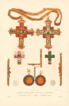 Tsarskii napersnyi krest i "zolotoi", pozhalovannyi kniaziu V.V. Golitsynu za Krymskii pokhod. Ris. Akad. F. Solntsev. Khromolitografiia F. Dregera.