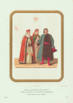 Odezhda boiaryshen' pri Petre I. Odezhda boiarina s portreta kn. Repnina. (iz puteshestviia fan Briuina.) Ris. Akad. F. Solntsev. Khromolitografiia F. Dregera.