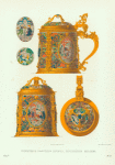 Serebrianaia zolochenaia kruzhka, ukrashennaia emal'iu. Ris. Akad. F. Solntsev. Khromolitografiia F. Dregera.