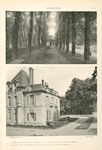 Malmaison: 1. Allée de tilleuls et Cabinet de trevail d'été Premier Consul. 2. Aile du Midi et passerelle donnant dans la Bibliothèque