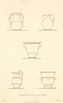 Outlines of Etruscan vases, now in England. [5 sketches].