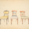 Drawing room chairs, with stuffed backs.