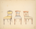 Drawing room chairs, with stuffed backs.