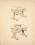 Wash stands with marble tops.