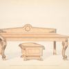 Sideboard table, with a very fine veneer back, and with ornaments laid on.