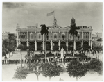 Spanish-American War 1898. Hoisting the stars and stripes on the Palace of  Havana - January 1, 1899.