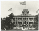 Hawaiian Island. The Hawaiian Flag comes down.