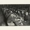 Soldiers eating in mess hall