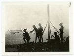 29 Division in training at Camp McClellan, Alabama. Members if Signal Corps using sempahore flags (2-1918).