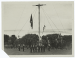 Admiral Sims with British and American Staff Officers at the hoisting of the American Admiral's Flag at Admiralty House, District Admiral Bayley's flag is being hauled down.