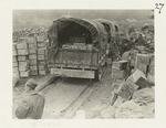 Ration dump of 1st Div. [Division] showing one day's rations in reserve for the soldiers. Very, Meuse, France, Oct. 4, 1918.