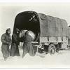 Motor truck team on endurance run, a season supply of 600 gallons of gasoline is carried on the last truck, 2-1918