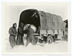 Motor truck team on endurance run, a season supply of 600 gallons of gasoline is carried on the last truck, 2-1918