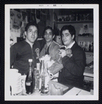 Caffe Cino. Joe Cino, Eddie Barton and H.M. Koutoukas during the rehearsal for "A Letter from Colette, or, Dreams Don't Send Valentines."