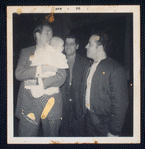 Husband and daughter of Gwen Smiley, Robert Dahdah [center] and Joe Cino [at right] at Caffe Cino