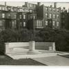 Oliver Wendell Holmes memorial seat and  sundial, on the Charles River Bank embankment, back of his Beacon Street house.