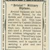 "Bristol" military biplane.