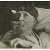 Joaquin Miller, "the Poet of the Sierras", photographed in bed in his home on "the Heights" at Fruitvale, California.