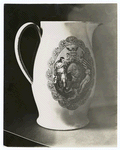 Pitcher, Herculaneum (Liverpool) ware, about 1800, portrait of Washington with names of States and American eagle on front, reverse, a full-rigged ship. From Essex Inst.