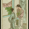 Woman holding child speaks to another woman in front of a window