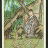 A woman watches snakes fighting