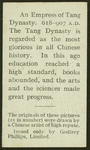 An empress of Tang Dynasty, 618-907 A.D.
