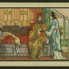 Servant brings tea to man and woman in bed