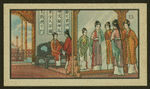 Domestic scene, women in front of mirror