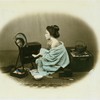 Woman using cosmetic