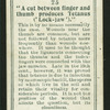 A cut between finger and thumb produces Tetanus.