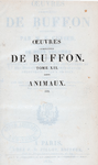 Half Title page, v. 12 Œuvres complètes de Buffon. Tome XII.  Animaux. (3)
