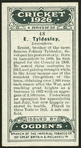 E. Tyldesley.